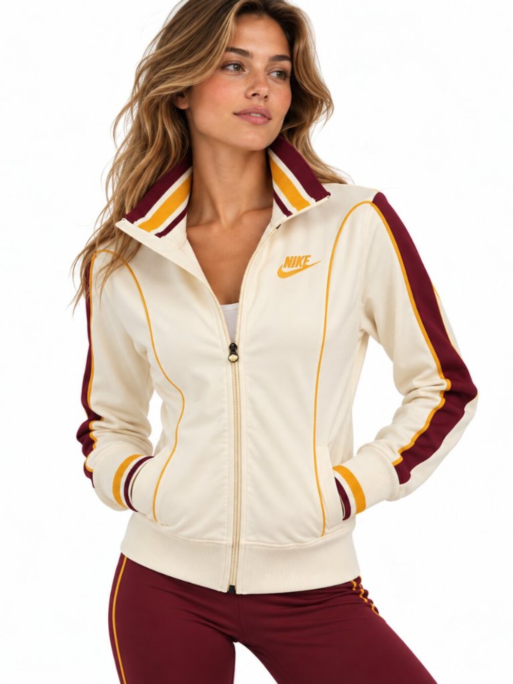 Vintage Y2K Nike Sportswear NWT Full Zip Track Jacket S Retro Ivory Gold‎ 2008